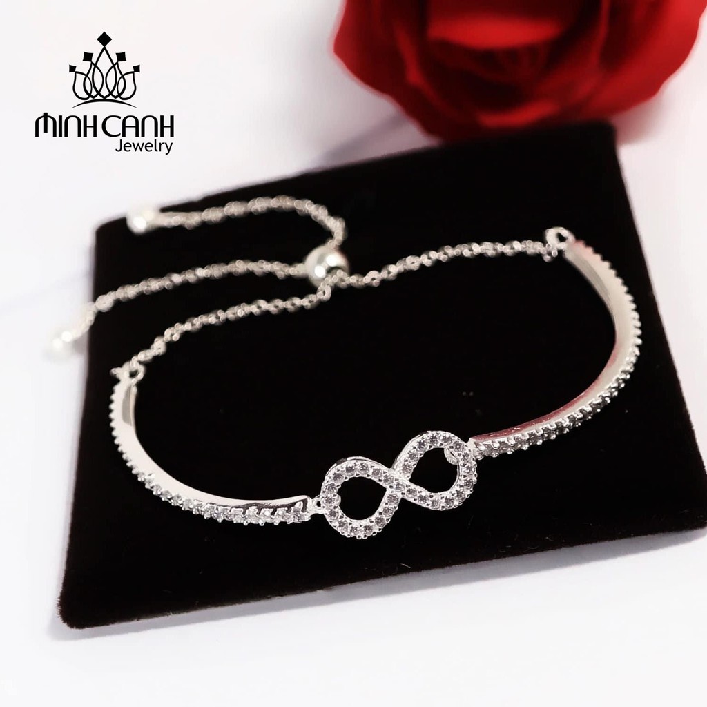 Lắc Tay Bạc Vô Cực Đính Đá Dây Rút Điều Chỉnh - Minh Canh Jewelry