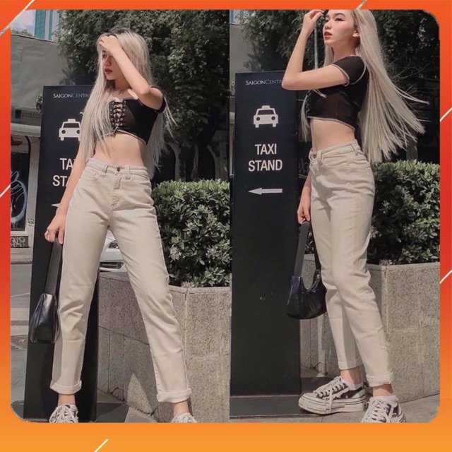 [HOT TREND] Quần momjean nữ chất jean mềm co giãn thoải mái lưng cao trên rốn tôn dáng dễ phối đồ (HÌNH THẬT) | BigBuy360 - bigbuy360.vn
