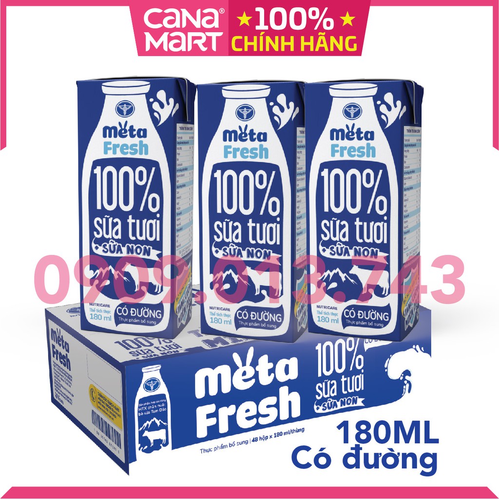 Thùng sữa tươi Nutricare Meta Fresh Có Đường sữa non tăng cường miễn dịch