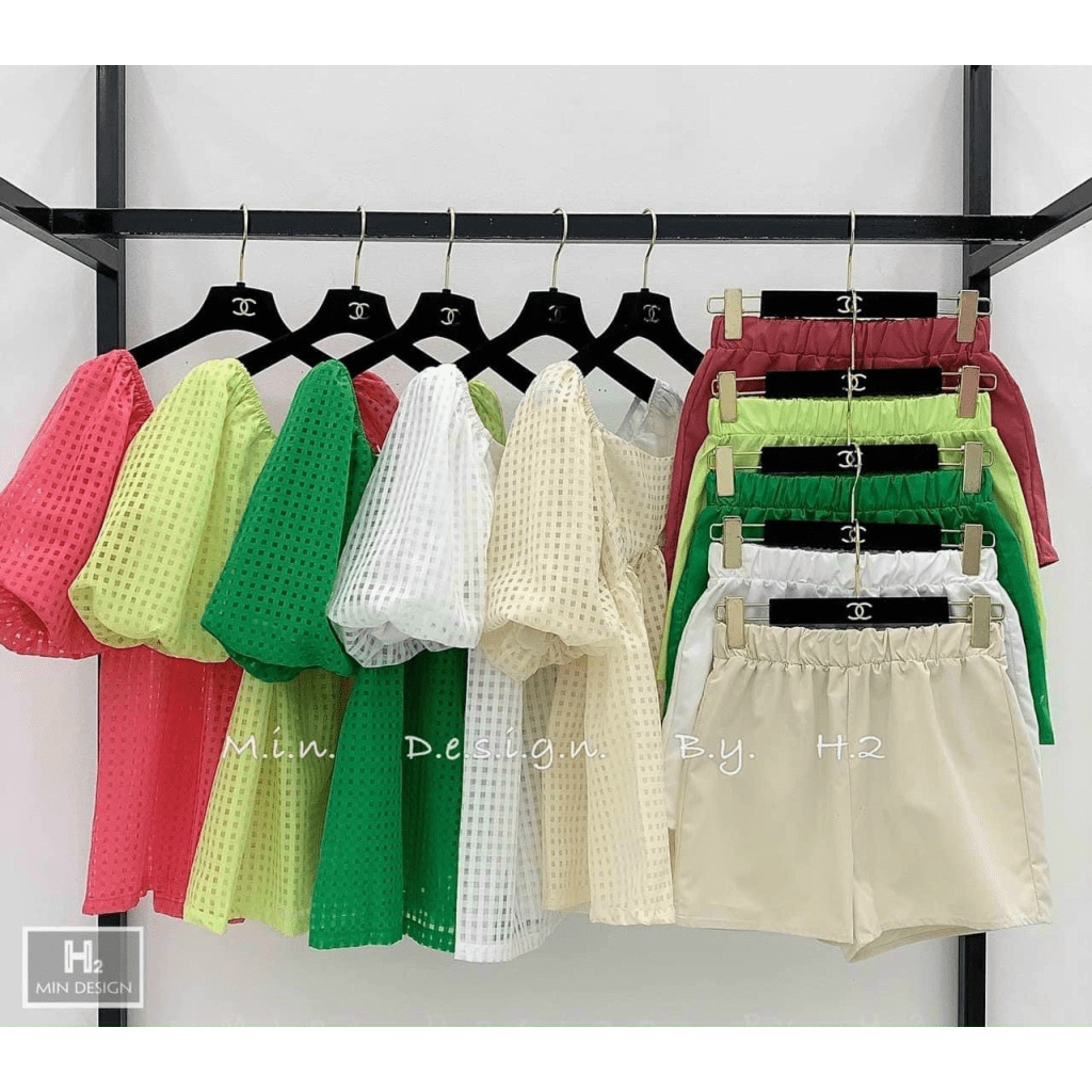 SET ĐỒ (VÁY TRỄ VAI/ QUẦN ĐÙI) PHỐI HOẠ TIẾT Ô VUÔNG SIÊU HOT, MẶC SIÊU DỄ CHỊU ( ĐI CHƠI/ DÃ NGOẠI/ DẠO PHỐ ) ĐA DẠNG S