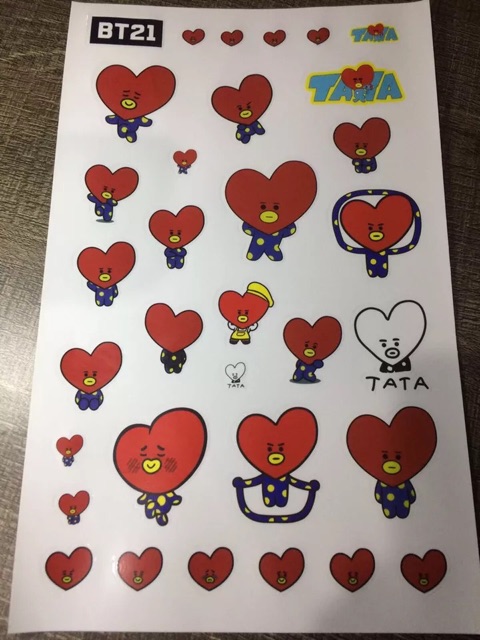 Sticker BT21 Tata Cooky Chimmy Shooky Mang Koya RJ