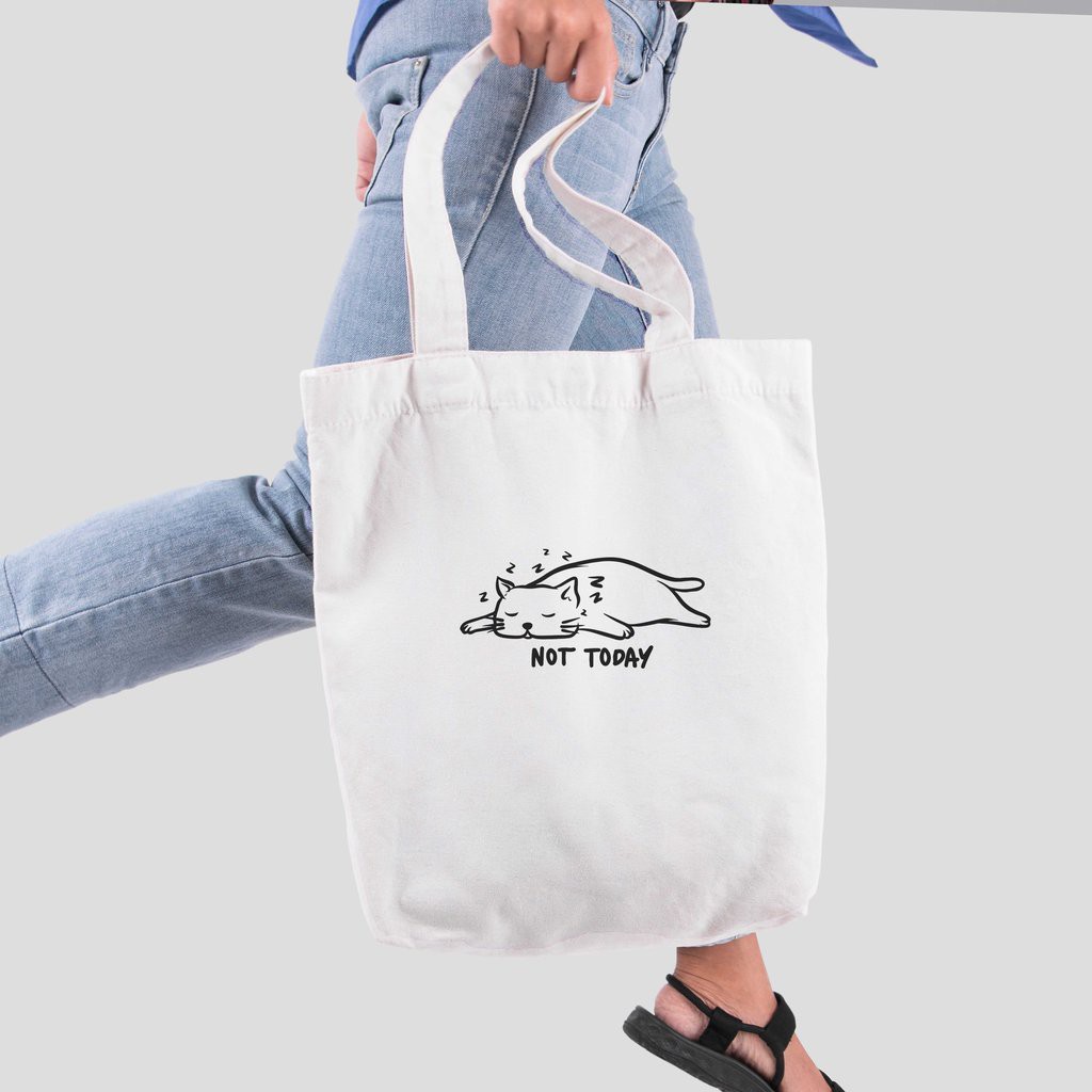 Túi vải tote bag của Chodole chất liệu túi canvas vải bố đẹp in hình độc đáo thú cưng Cat Lovers - Not Today