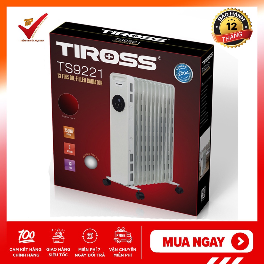 Máy Sưởi Dầu Tiross 13 Thanh TS9221 có điều khiển - Hàng Chính Hãng