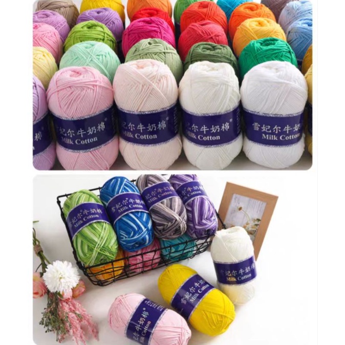Len Milk Cotton mác xanh 100gr_ êm mềm mịn