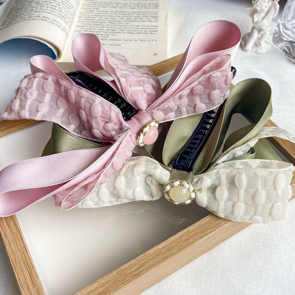 Kẹp Tóc Đính Nơ Bằng Nhựa Resin Phong Cách Retro Thời Trang Cho Nữ