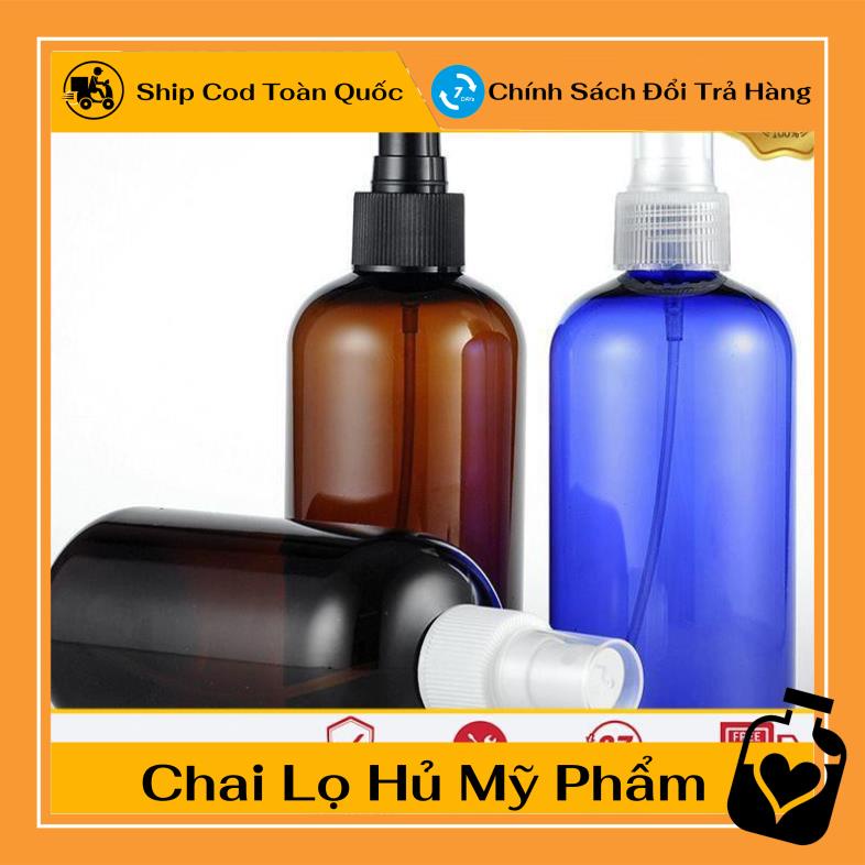 Chai Xịt Phun Sương ❤ TOP GIÁ RẺ ❤ Chai nhựa pet xịt phun sương 250ml nâu lùn chiết mỹ phẩm [Nguồn Chai Lọ Sỉ] .