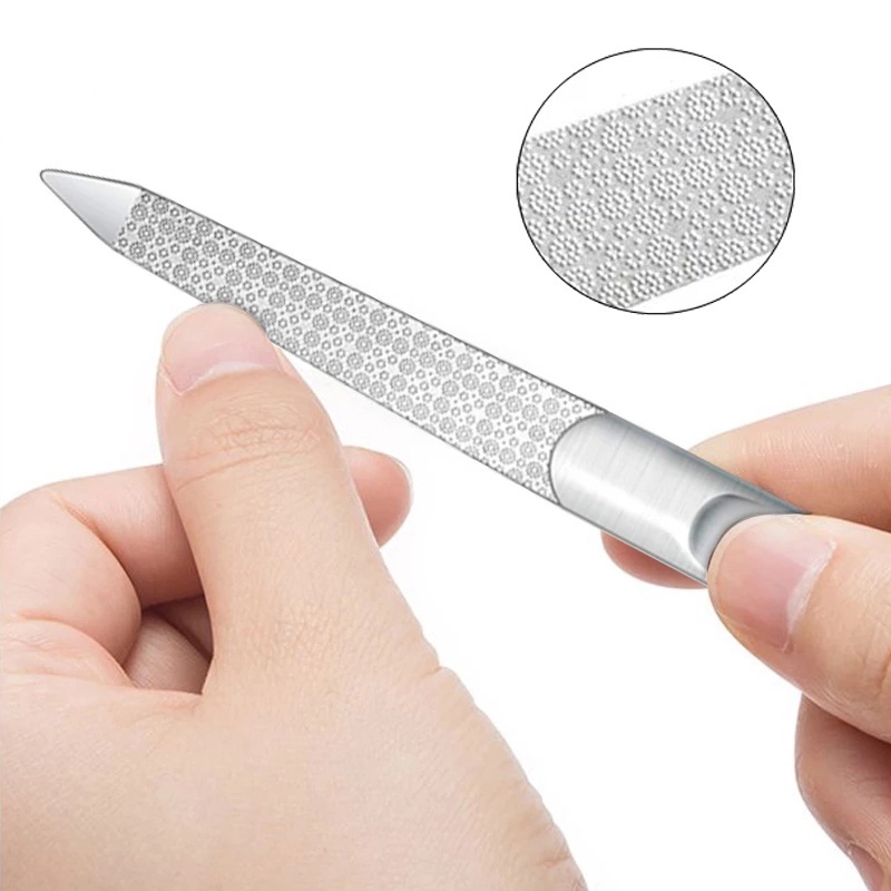 1 Cây Dũa Móng Tay/Chân Hai Mặt Bằng Thép Không Gỉ Chuyên Nghiệp Với Tay Cầm Chống Trượt