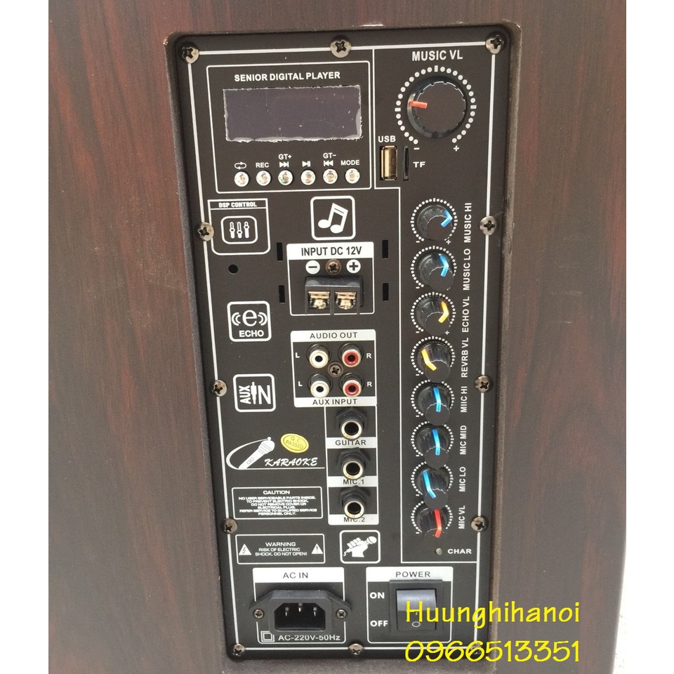Loa di động karaoke hát cực hay GJ1208 loa 3 tấc, thùng gỗ, 3 đường tiếng tặng kèm 2 micro UHF nhôm không dây hát hay