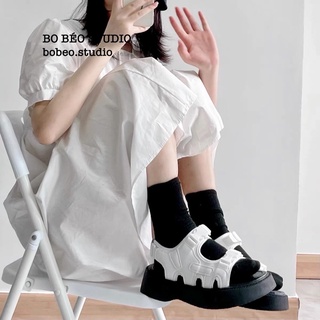 (HÀNG CÓ SẴN) GIÀY SANDALS ULZZANG ĐẾ BÁNH MÌ CAO 4CM- RETRO JAPAN VIBE SHOES CỔ THẤP