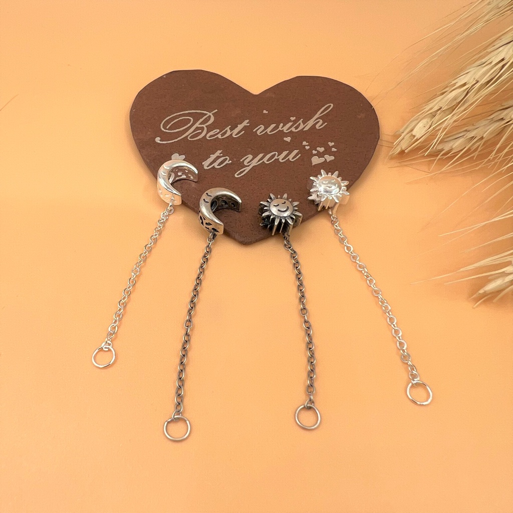 Dây chờ bạc 925 nối charm hình mặt trăng mặt trời - Charm Bạc 925 - Mã CA795 CA796 CB411 CB412