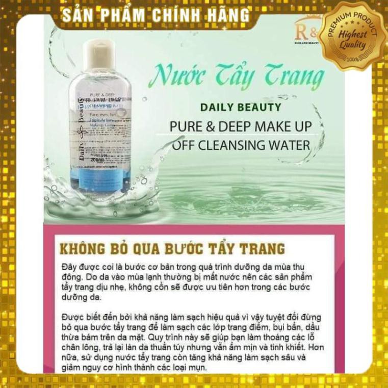 [Hàng Chính Hãng] Nước tẩy trang Daily Beauty Pure & Deep Make-up Off Cleansing Water dành cho da dầu mụn nhạy cảm