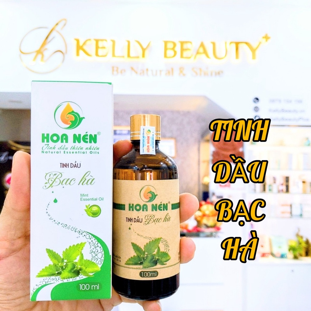 Tinh Dầu Bạc Hà HOA NÉN 100ml - Giúp Thông Mũi, Giảm Đau Bụng, Đầy Hơi, Sát Khuẩn, Đuổi Côn Trùng | KELLY BEAUTY