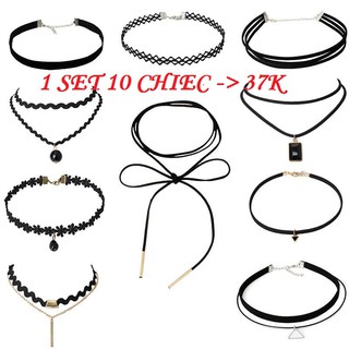 Bộ Combo Vòng Cổ Choker Cá Tính Và Thời Trang Tặng Thêm 1 Vòng Đeo Tay Chỉ Đỏ May Mắn