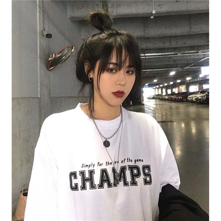 Áo thun Unisex, form rộng, tay lỡ, cổ tròn CHAMPS - Áo thun Vender