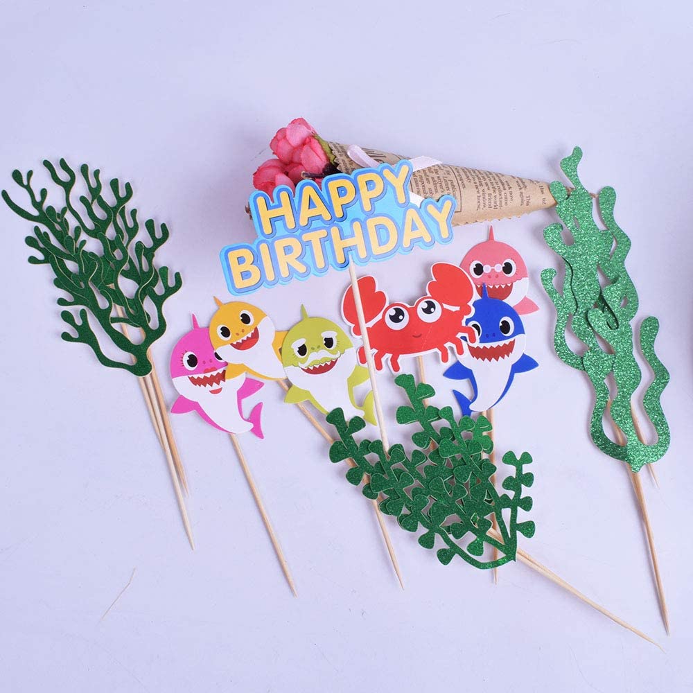Bộ 16 mô hình cá mập trang trí bánh kem xinh xắn