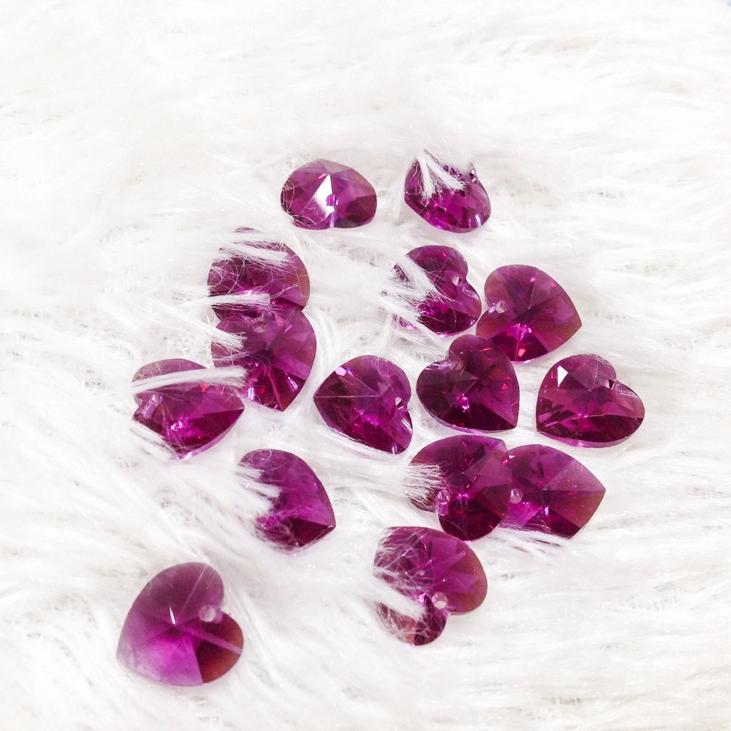 Hạt đá pha lê hình trái tim nhiều màu cao cấp siêu đẹp lấp lánh dùng làm vòng tay sang trọng