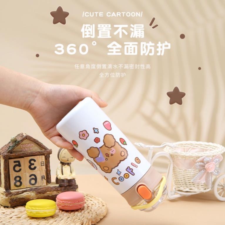 Bình giữ nhiệt nóng lạnh, dung tích  550ml, Nắp bật chống rò rỉ, Có ống hút, Inox 304 an toàn cho bé - TẶNG STICKER 2D