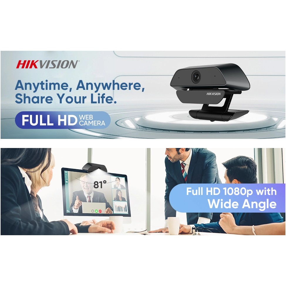 (Hàng Chính Hãng) Webcam Hikvision DS-U12 độ phân giải Full HD (1920×1080) Siêu Nét - Tích Hợp Mic Đàm Thoại