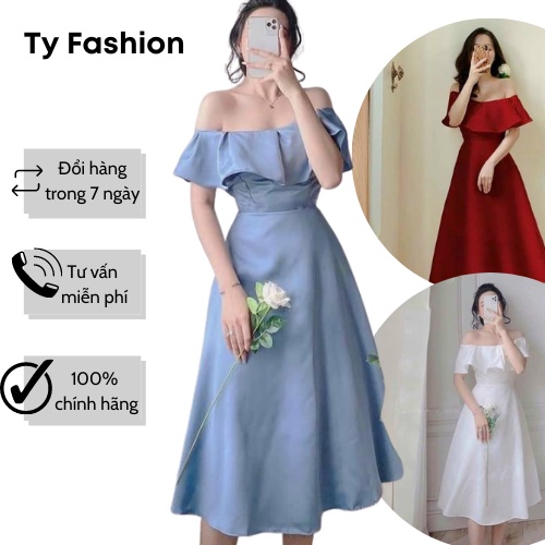 Đầm xoè trễ vai bèo dự tiệc Tyfashion