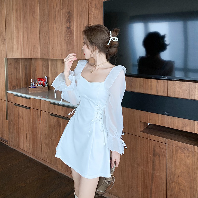 Đầm nữ dáng xòe tay dài mini Emilyshop