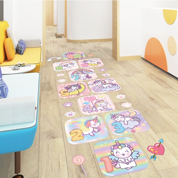 Decal trang trí tường - Ô lò cò kỳ lân hồng