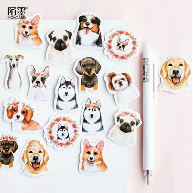 Hộp 45 sticker chú chó Dog
