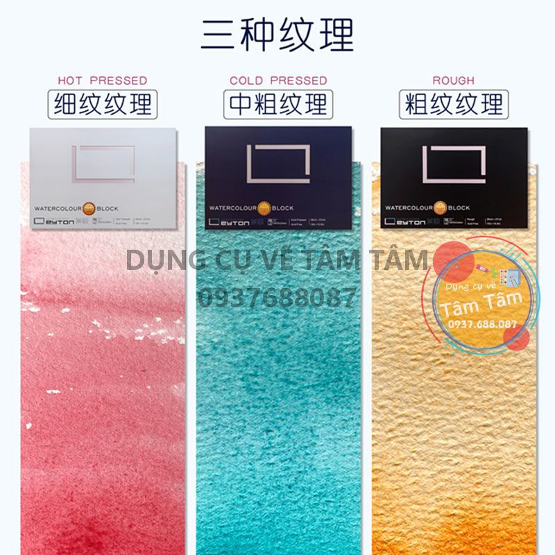 [ TÂM TÂM ] Giấy màu nước 100% cotton LEYTON Vân Cold/Vân Hot/Vân Rough, Giấy vẽ LEYTON