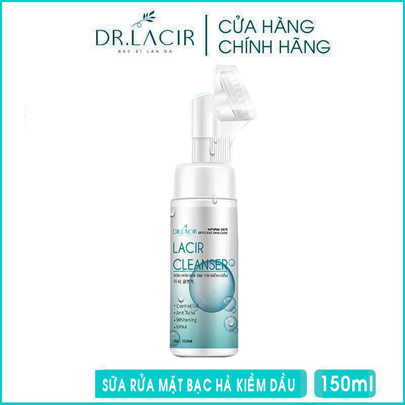 Sữa rửa mặt hari store Sữa rửa mặt bạc hà kiềm dầu Lacir cleanser giảm bóng dầu làm sạch sâu Dr lacir 150ml chính hãng