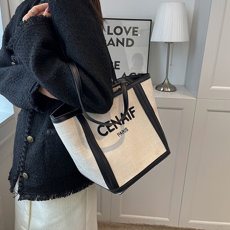 Túi đeo vai IELGY sức chứa lớn màu sắc tương phản in họa tiết chữ cái thời trang dành cho nữ