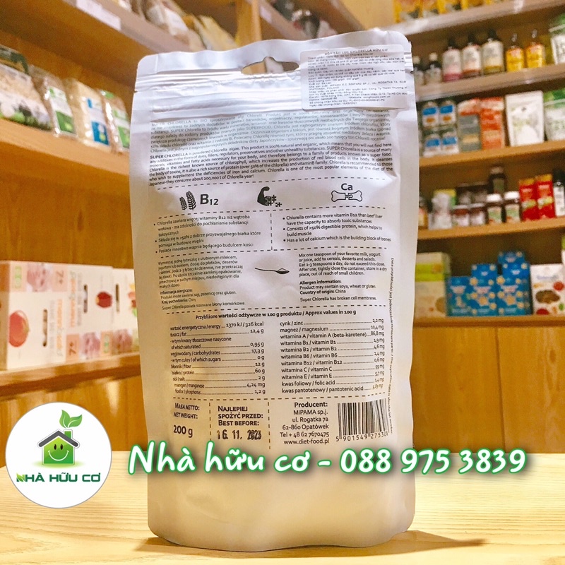 Bột tảo lục Chlorella hữu cơ Diet Food 200g/100g- Organic Chlorella Powder - Date: 16/11/2023 - Nhà hữu cơ