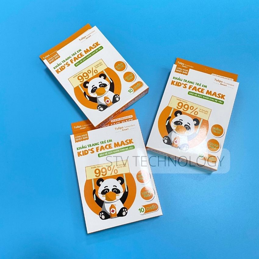 20 Khẩu Trang Trẻ Em - Kid's Face Mask Hiệu Tulips 4 Lớp Kháng Khuẩn Màu Trắng Cho Bé