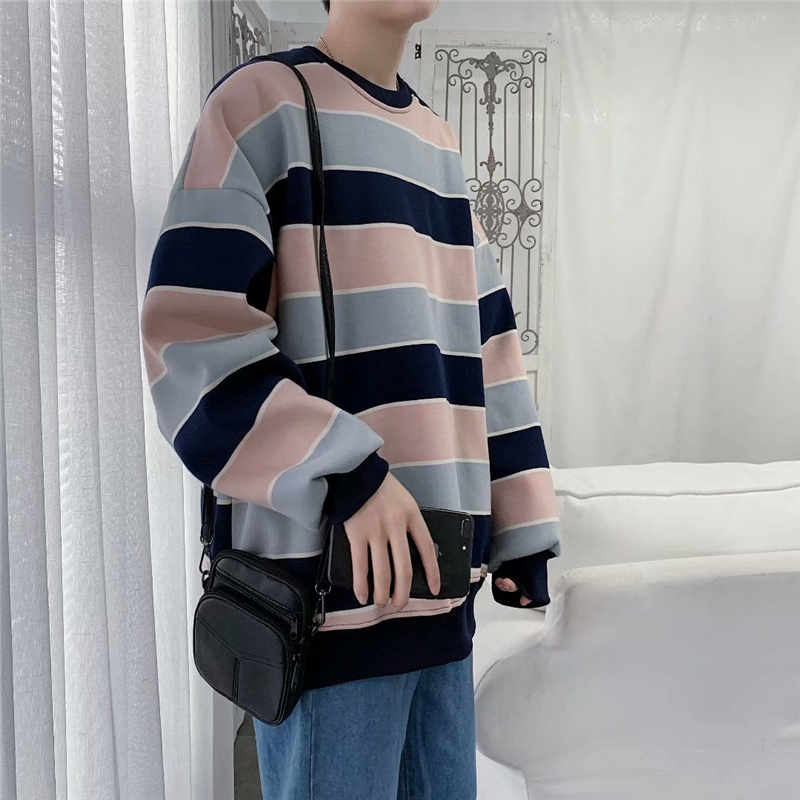 Áo Thun Tay Dài Dáng Rộng Họa Tiết Sọc Ngang Phong Cách Hong Kong Bắt Mắt Dành Cho Nam | BigBuy360 - bigbuy360.vn