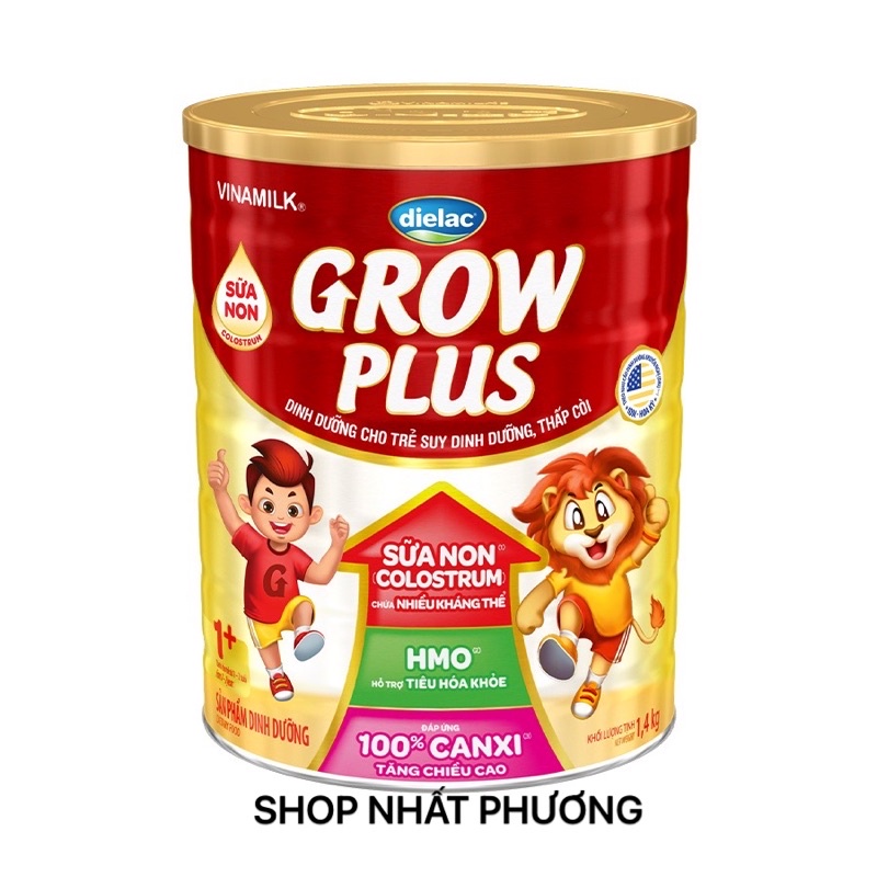 Sữa Bột Vinamilk Dielac Grow Plus Đỏ 1+ ( Hộp Thiếc 1400g)
