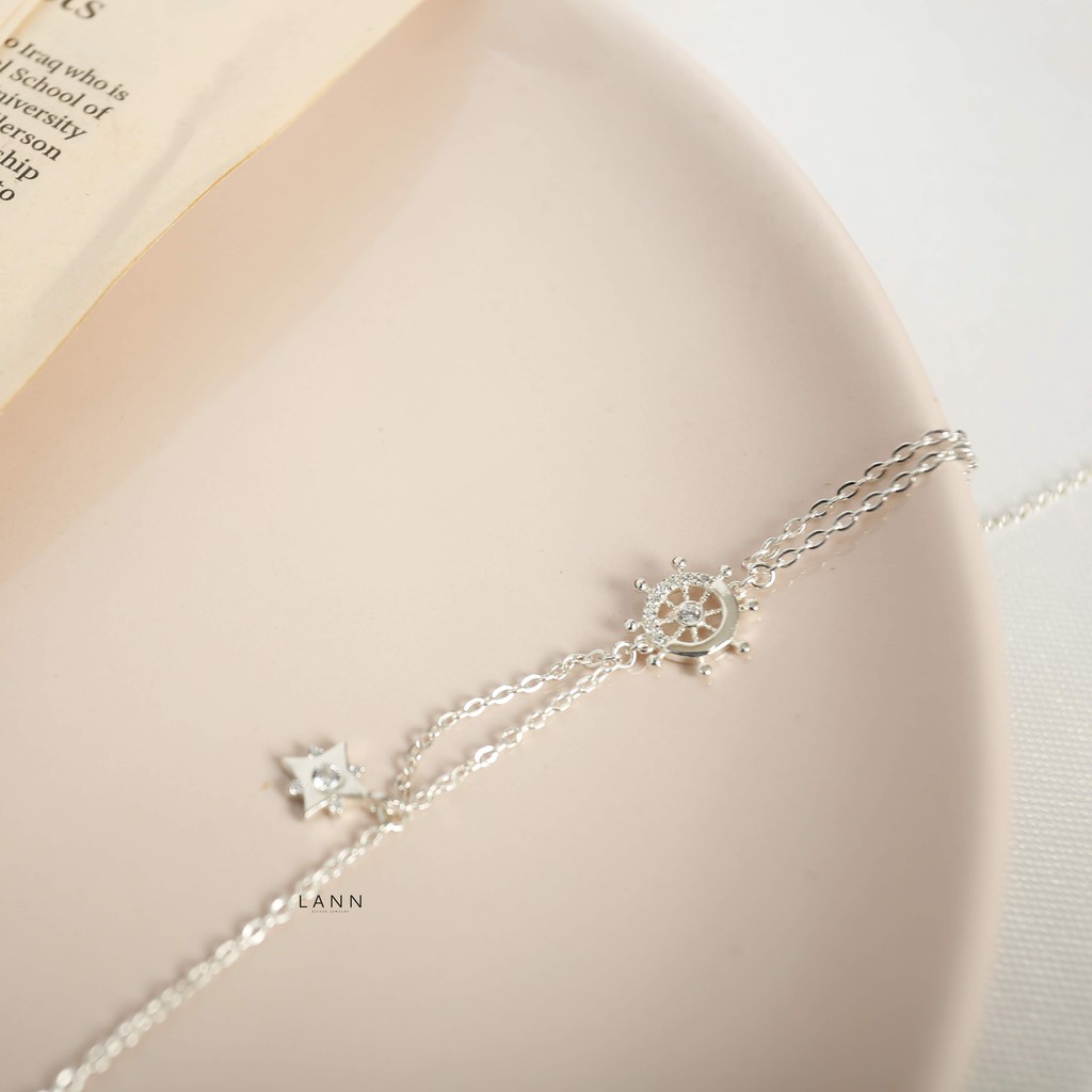 Lắc chân 2 vòng dây bánh lái móc chờ mỏ neo S925 LANN | BigBuy360 - bigbuy360.vn