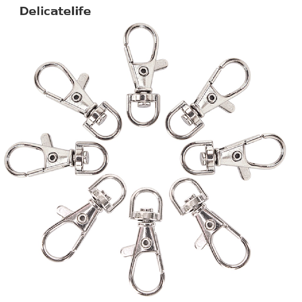 Set 10 móc khóa dạng xoay màu bạc tiện dụng