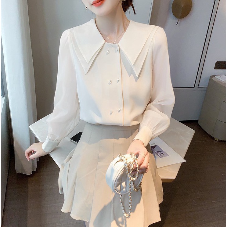 45-67kg - THỜI TRANG CÔNG SỞ - Áo Sơ Mi Dáng Suông Đơn Giản Dạng Áo Kiểu Lụa Cổ V Đính Hạt 3A25 3A18 3A19 3A04
