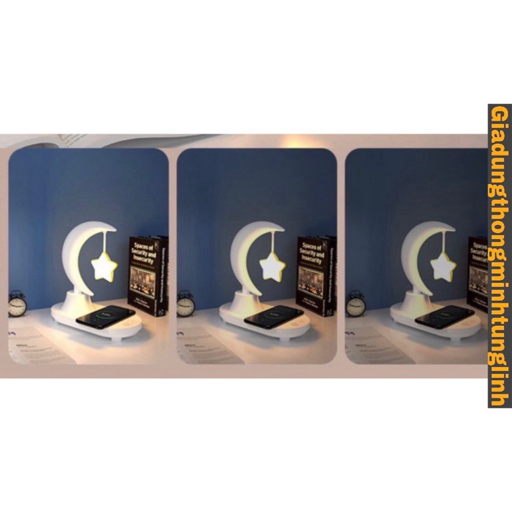 Đèn Ngủ Mặt Trăng Lơ Lửng 3 Trong 1 Mẫu Gấu Thỏ - Đèn decor kiêm sạc không dây, loa bluetooth