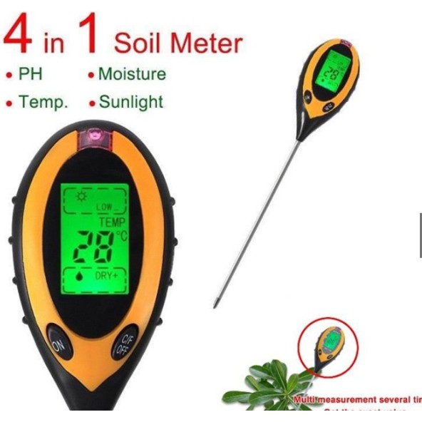 Máy đo, dụng cụ đo độ PH đất 4 trong 1(PH, độ ẩm, ánh sáng, nhiệt độ) Tặng Kèm Pin 9V