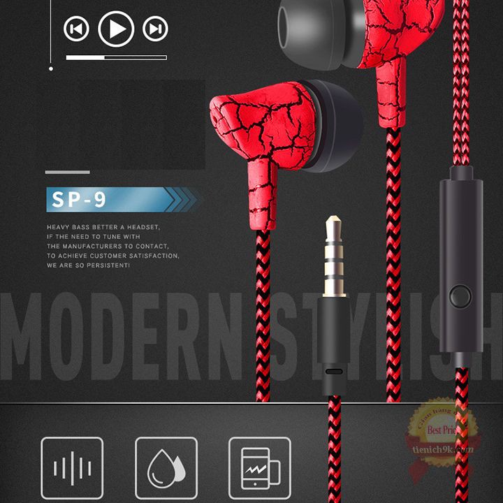 Tai nghe điện thoại dây dù chống rối siêu bass Có Mic in-ear nhét tai thế hệ mới Nghe Gọi chống ồn Qual