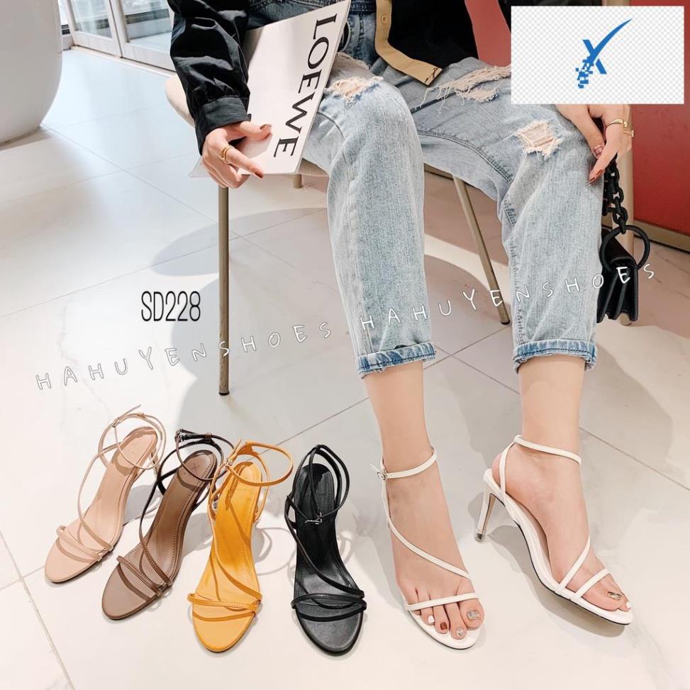 🖐️ Sandal cao gót Hà Huyền Shoes quai mảnh quấn chéo hở gót nhọn 8 phân - SD228 🖐️