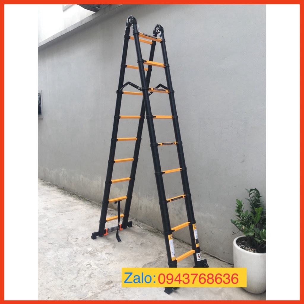 Thang nhôm rút đôi chữ A (2.8M+2.8M) - Sơn tĩnh điện