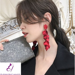 Bông tai đỏ dáng dài thời thượng đón Tết 2020 Hoa tai Phụ kiện đẹp Leexinh