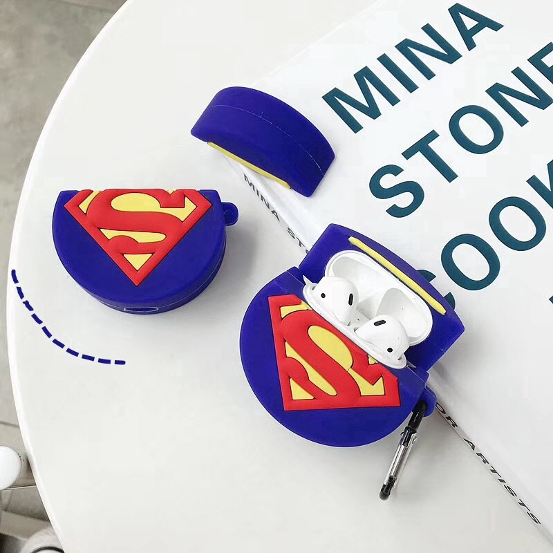 MARVEL Vỏ Bảo Vệ Hộp Sạc Tai Nghe Airpods 1 & 2 I9s I11s Bằng Silicon Hình Khiên Captain America 's