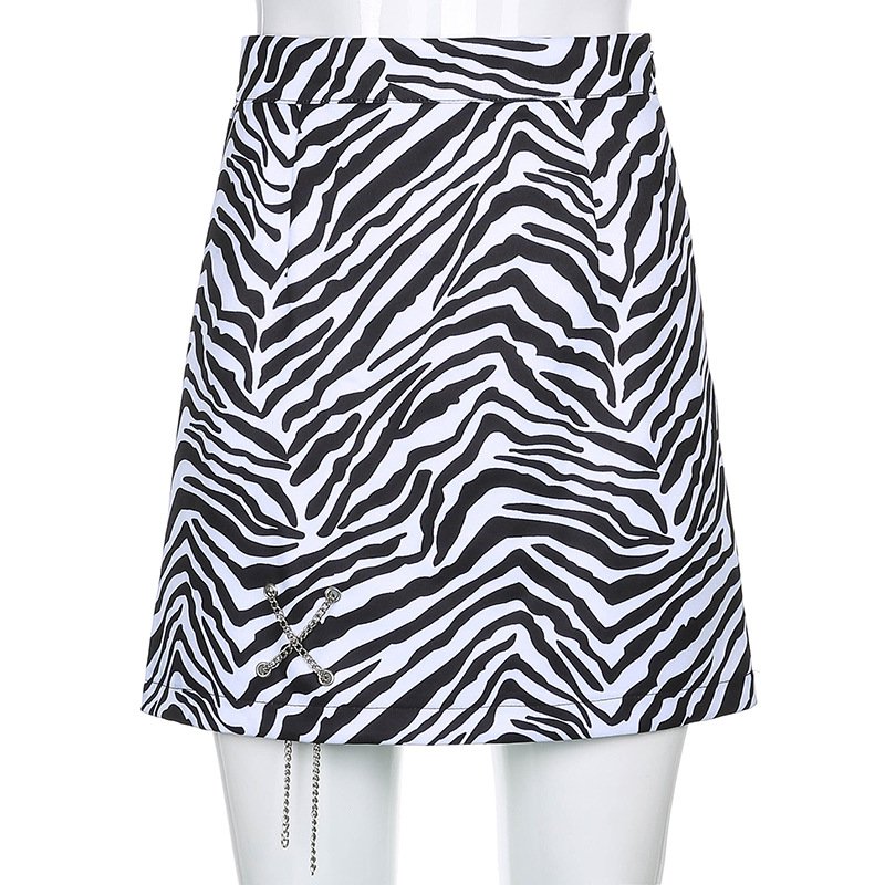 Chân váy chữ A lưng cao in họa tiết ngựa vằn W69F | BigBuy360 - bigbuy360.vn