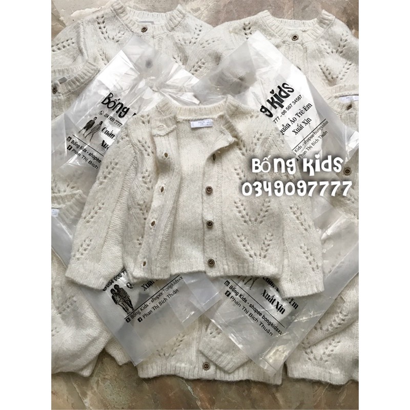 Áo Cardigan Bé Gái Cúc Gỗ Be Sữa MG