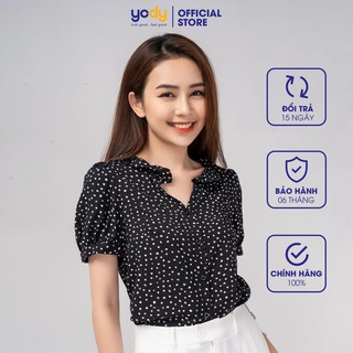 Áo sơ mi YODY Nữ cổ bèo cộc tay trẻ trung cá tinh SCN4204