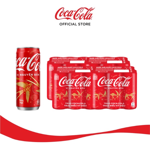 Thùng/Lốc 24 Lon Nước Giải Khát Coca-Cola Vị Nguyên Bản Original Lon 320ml