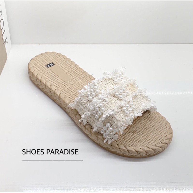Dép Bảng Đế Giả Cói Đính Xoàn SHOES PARADISE