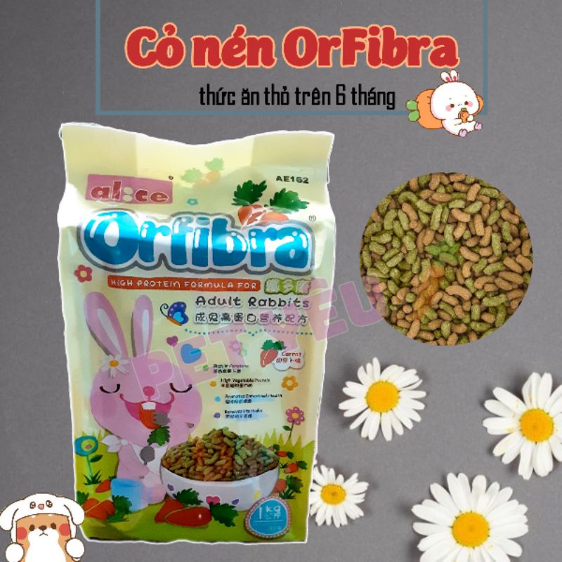 Nén OrFiBRa 1 ký 138k Date mới Freeship thức ăn thỏ trên 6 tháng thỏ