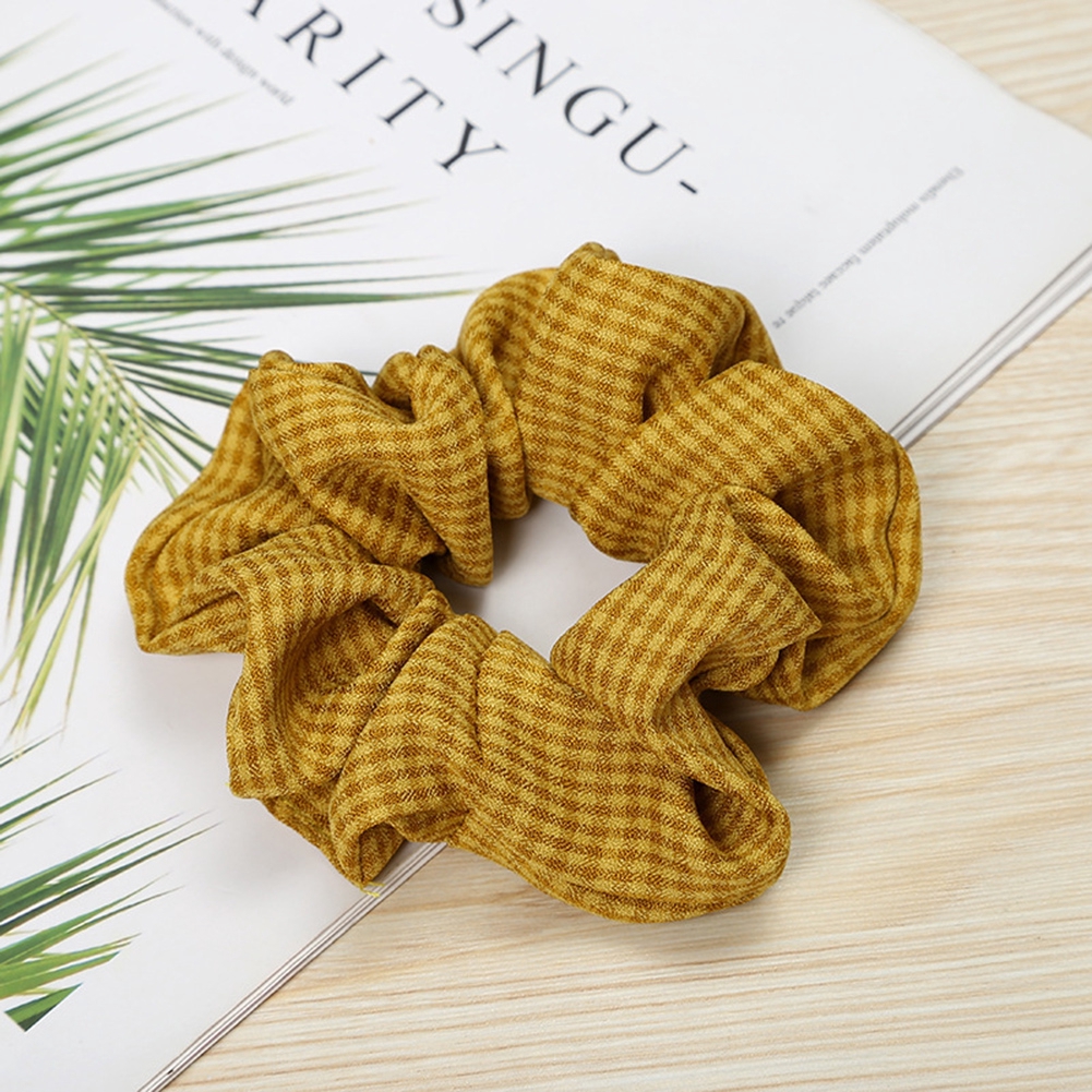 Dây buộc tóc bằng cao su co giãn in họa tiết sọc caro phong cách trẻ trung (Hair Scrunchies)